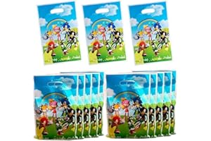 CLOVERCY 30 Pcs Sonic Party Gift Bags,Treat Candy Bags for Birthday Party Decorations, Themed Party Supplies for Kids