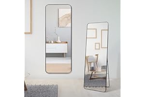 WISYOK 150x40cm Specchi da Terra a Inclinazione Regolabile, Specchio da Terra Rettangolare, Specchio da Parete Grande, Specchio Lungo da Terra per Camera da Letto, Camerino, Soggiorno (Nera)