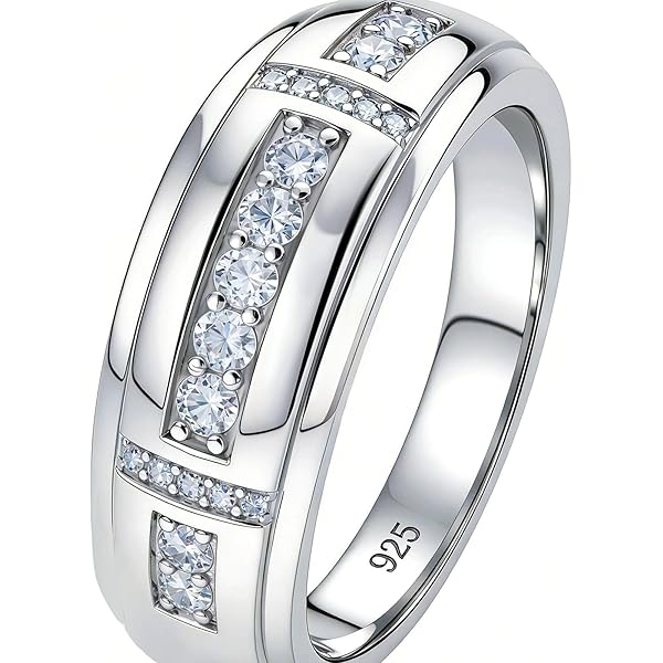 925 Sterling Silver Delicate Rings for Men Silver Plated White