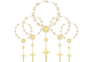 LEMESO 20 Pulseras con Cruz Regalo para Bautismo Comunión, Detalle Religiosa Favores de Bautismo, Rosario Chapado en Oro, Ideal para Bautizo/Boda/Regalo para Invitación Recuerdo de Bautizo