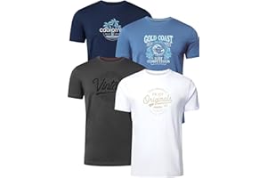 FULL TIME SPORTS Herren Baumwolle T-Shirt 4er Set Pack PRINT-001