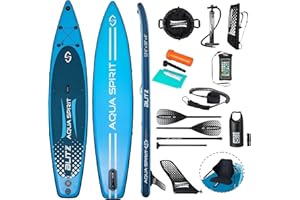 Aqua Spirit SUP Inflatable Stand UP Paddle Board ’22 | 10'6/10’8/12’/15’ | Complete Kayak Conversion Kit with Paddle, Backpack, Pump and more accessories | Adult Beginners/Experts | 2 Year Warranty