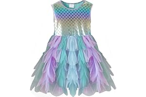 VIKITA Niñas Vestido Sirena Princesa Vestidos Ropa de Niñas Manga Larga Bebe Niñas 2-8 años