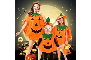 Aniepaa Costume Zucca Neonato, Costume Zucca Bambino, Costume Halloween Vestito da Festa Divertente Carino con Cappello da Zucca ＆ Borsa per Bambini, Adulti, Bambino