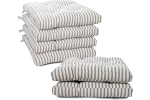 Viste tu hogar 6er Pack Stuhlkissen, 40x40x5 cm, Dreidimensionale Wirkung, 100% Polyester, Ideal für Esszimmer, Terrasse, Wohnzimmer und Restaurant, Farbe Grau Gestreift