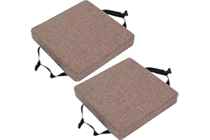 VEAI Juego de 2 Cojín de Asiento Cuadrado con Lazos, 25/28/30/35/40cm Espesor de 5/8 cm,Taburete de Bar Suave Cojines for Sillas Cuadrado,Taburete, jardín, Interior, Exterior(@6,40x40x8cm)