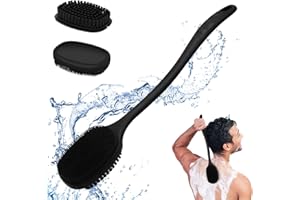 WENRECU Rückenbürste dusche,Duschbürste rücken Rückenschrubber für Die Dusche Silikon Körperschrubber Badebürste Mit Langem Stiel Rückenschrubber Rückenwäscher mit langem Griff für Männer