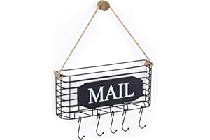 SRIWATANA Mail Key Holder, Mail Organizer Wall Mount, Small Size, Black