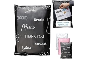 EMBALLAX 50 Bolsas Envio con bolsa portadocumentos - Tamaño L 40x30cm - 100% OPACO/ULTRA RESISTENTE/IMPERMEABLE - Sobres Plastico - Bolsas Envios Paquetes de Ropa - Cajas Envios Paquetes - Packaging