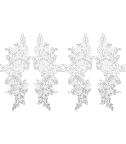 Appliques Dentelle Fleurs Et Feuilles - Lot De 8, Broderie Blanche, DIY Déco