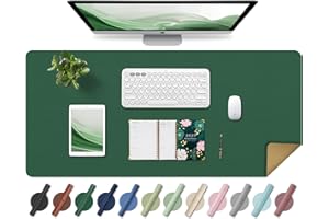 BLESWIN Duża podkładka na biurko, antypoślizgowa, ze skóry PU i naturalnego korka, wodoodporna, mata komputerowa, ochraniacz na biurko, do biura, domu, 90 x 43 cm, ciemnozielona