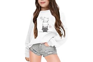 GENERISCH E Girl Kleidung Teenager Schwarz Herbst und Winter Sweatshirt für Mädchen mit Buchstabendruck und Rundhalsausschnitt und Langen Ärmeln Mädchen T Shirt