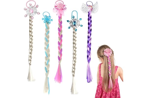 ZHITENG 5 stycken färgglada hårslingor barn 40 cm hårsmycke flicka för Elsa | Fläta flätat syntetiskt hår för flätning, färgglada hårslingor med elastiskt för fest festival hår dekoration presenter