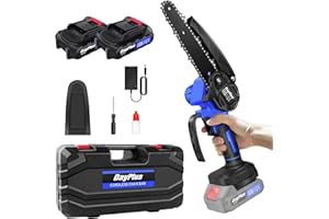 LUCN Tronçonneuse électrique super puissante et scie à chaîne à batterie avec aiguiseur - Outil de jardin pour coupe de bois avec 2 piles Li-Ion et 2 chaînes, 2200W, longueur de plaque de guidage de 15 cm