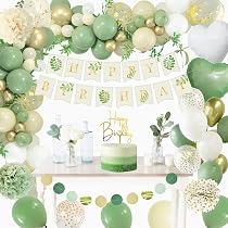 Ballons 25e Anniversaire - Pack De 30 (vert, Blanc, Or) - Latex 30 Cm, Avec Confettis - Déco Fête Homme/femme, Happy Birthday - 13