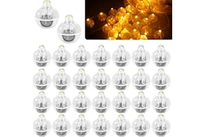 Auting Lot de 30 mini lumières LED pour ballons - Blanc chaud - Pour lampions en papier, mariage, Noël, fête, anniversaire