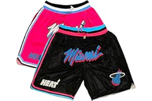 DUOROUPUTAO - Pantalones Cortos Hombre, de Miami Heat City Edition, para Adultos, de Baloncesto para Hombre Shorts de Entrenamiento de Secado rápido con Bolsillos