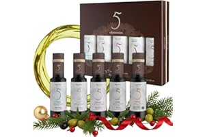 FINCA LA PONTEZUELA 5 Elementos Gran Selección Estuche Premium de Aceite de Oliva Virgen Extra 5x100ml | Regalo Navidad Gourmet con Variedades Exclusivas | Cornicabra, Picual, Redondilla, Hojiblanca y Arbequina