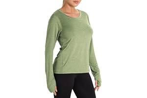 icyzone Camiseta de Fitness Deportiva de Manga Larga para Mujer