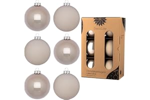 DecoLite: Christbaumkugeln aus Glas Ø 10 cm (6 Stück) - Beige - matt/glänzend