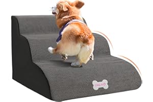 CALIYO Rampa dla psów, 3 warstwy, schodki dla zwierząt domowych, dla małych psów, szczeniaków, kotów, z sofy, łóżka, antypoślizgowe