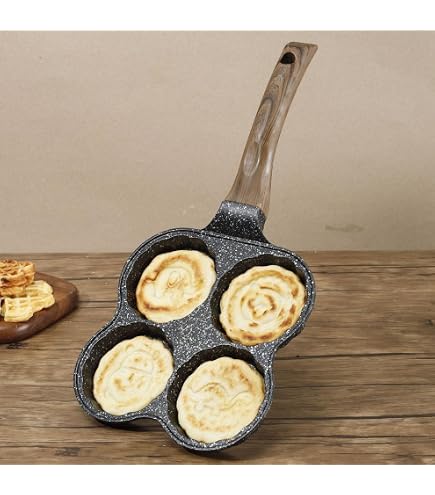 CEWROM Padella 4 Fori Per Pancake E Uova – Antiaderente, Per Induzione E Gas