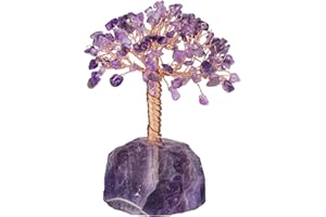 mookaitedecor Améthyste Arbre de Vie Decoration,Polie Pierres et Cristaux Socle en Minéraux Naturelle Pierre Semi Précieuse Guérison Déco