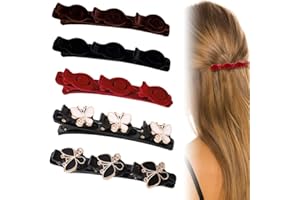 KZTHA 5 Stück Glitzernde Kristall-Stein geflochtene Haarspangen Haarspange aus Satinstoff, Elegante Haarspangen für Damen Mädchen für Dickes Haar