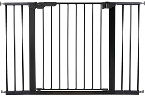 BabyDan Premier rejilla de puerta / puerta de escalera para sujeción, 112 - 119,3 cm - hecho en Dinamarca y probado por TÜV GS, Color: negro