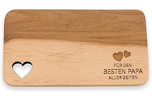 Spruchreif · Frühstücksbrettchen mit Gravur "Bester Papa aller Zeiten" · Geschenkidee für Papa · Geschenk Vatertag · Holzbrettchen mit Herzausschnitt