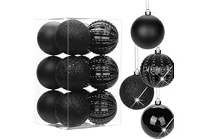 ‎BRIFUL 8CM Weihnachtsdeko Weihnachtskugeln, 12 Stücke Bruchsiche Christbaumkugeln Ornamente Weihnachtsbaumschmuck für Weihnachtsbaum Christbaumkugeln Weihnachtsdekoration Kugeln