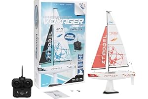 PLAYSTEAM Voyager400 2.4GHz RC Motor Powered Sailboat in Red - 21" Tall