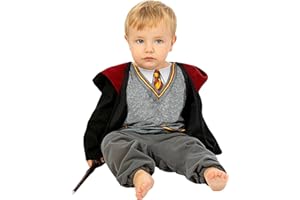 Funidelia Costume Ufficiale di Harry Potter per Neonato con logo ricamato, Tunica di Grifondoro Neonati Hogwarts, Costumi di Carnevale, Halloween e Feste