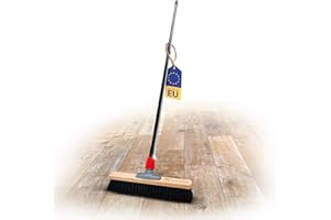 Novaliv Balai de salle en poils naturels 40 cm I Balai avec manche extensible I Crin de cheval noir I Doux I Fin I Grande capacité Balai de chambre Balai de cour