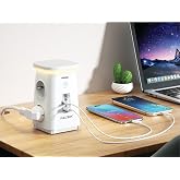 FULLTECH Akım Korumalı Masa&uuml;st&uuml; Priz, 4&rsquo;l&uuml; Priz, 2x USB-C PD 20W + 1x USB-A QC 18W Hızlı Şarj, 600J Aşırı Gerilim Koruması, 3