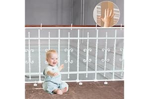 ZAXIVA Siatka zabezpieczająca dla dzieci, Schody dla dzieci, Siatka zabezpieczająca balkon i ogrodzenie, Solidna i regulowana bramka bezpieczeństwa dla dzieci dla dzieci, Kot, Zabawki, 300 x 90 cm, Biały