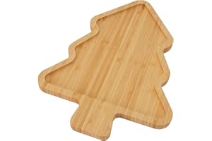TJ POP Piatto da portata in bambù per albero di Natale – Vassoio da servizio natalizio a forma di albero di Natale, in legno, per Natale e decorazione da tavolo