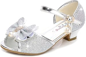 New front Zapatos de tacón Alto Bailarinas de niña Bailarinas de niña Fiesta con Lentejuelas Zapatos de Boda Princesa Elegante Bailarina Plana Sandalia de un Solo niño Crystal Bling