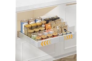 Housolution Cajones Bandejas Extraibles para Mueble Cocina, Ancho Expandible de 30cm a 50cm, 42cm de Profundidad, Cajon Telescopico Organizador Deslizantes para Armarios, 1 Pieza