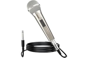 talomen Micrófono Dinámico con Cable Profesional, Vocal Cardioide de Mano, con Cables XLR de 6 m y 2 m, para Cantar, DJ, Karaoke, Altavoz PA, Amplificador y Uso en Exteriores – L52 Dorado