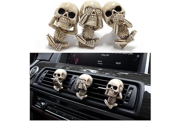 Sent Bon Parfum Voiture Accesoire Intérieur Auto Deco Halloween Squelette Decoration, 3pcs Désodorisant pour Voiture Neuve Car Scents Diffuseur de Crâne pour Maison, Noel Cadeau pour Femme/homme