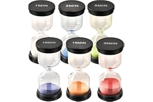 TeacherFav Sand Timer for Kids 6 Pack Colorful Hourglass 1min 2mins 5mins 10mins 15mins 30mins Sand Clock Timer for Classroom, Games and Kids Room