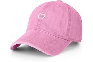 SAHRCH Womens Baseball Cap Vintage Washed Cotton Love Heart Embroidered Adjustable Summer Hat