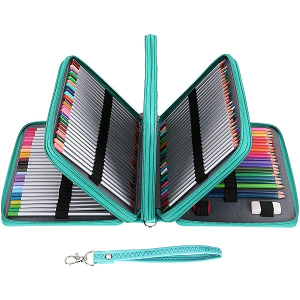 BTSKY Federmäppchen Mit 72 Fächern – Stiftehalter Für Prismacolor, Crayola & Marco, Blau-weißes Sternenmuster