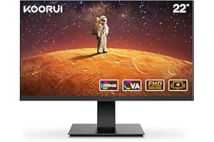 KOORUI Monitor de Juegos de 22 Pulgadas con Altavoces Integrados, 100Hz, Pantalla 1080p, Colgante, Sin Marco, HDMI, Inclinable, Cuidado de los Ojos, Montaje en Pared VESA Negro