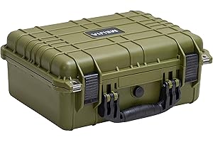 MEIJIA Portable All Weather Waterproof Camera Case with Customizable Fit Foam,Fit Use of Drones, Camera, Equipments, Pistols,15.98x12.99x6.85inches (Green)