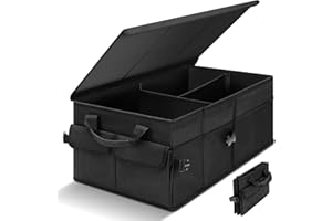 Cozary Organizador Maletero Coche con Tapa, 46 L Organizador Coche Plegable, Tela Oxford Impermeable, Base Antideslizante, Almacenamiento Caja para Viajes y Familia