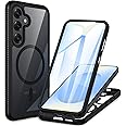CENHUFO Magnetica Cover Samsung Galaxy S25 / S24, 360 Gradi Antiurto con Protezione Schermo Integrata Rugged Trasparente Case
