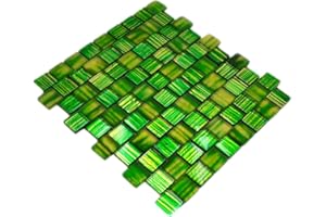 MOSANI Mosaïque Transluzent MOS78-CF83 Carreaux Mosaique en Verre avec Structure en Cristal Vert Transparent Givré