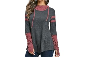 iChunhua Womens Hoodie with Thumb Holes Long Sleeve T Shirt Drawstring Tops with Pockets S-XXL